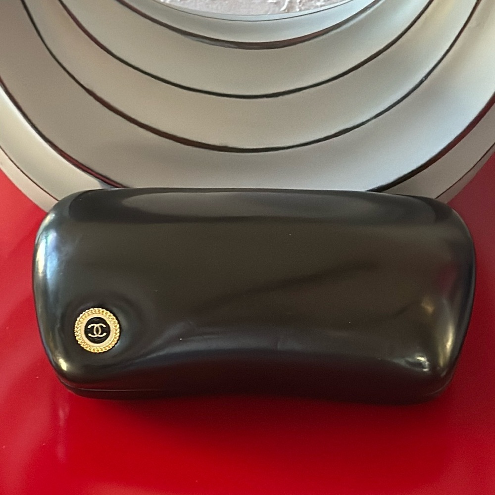 CHANEL Sunglasses Hard Case Black Gold Logo